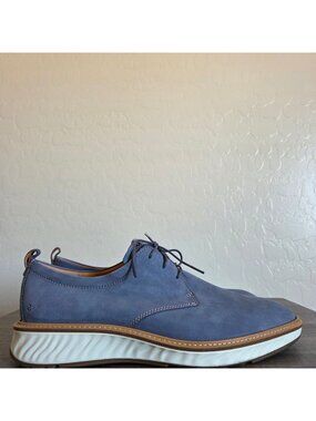 Ecco ST.1 Hybrid Nubuck Leather Dress Casual Derby Shoes Blue Size Men's 14-14.5